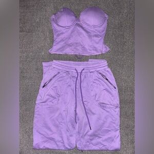 Purple Corset Top and Jogger Set